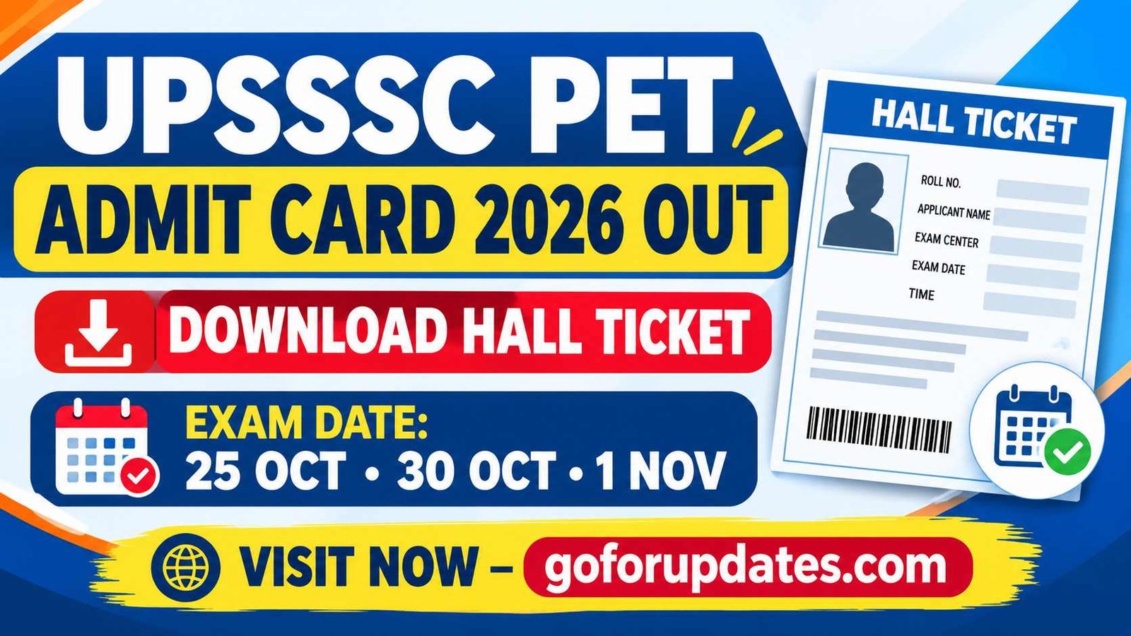 UPSSSC PET 2026 की परीक्षा तिथि, पात्रता और एडमिट कार्ड की जानकारी